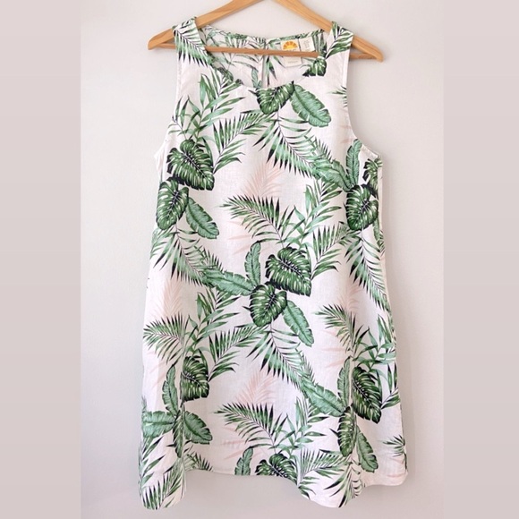 C&C California Dresses & Skirts - 👗C & C California👗linen dress palm leaf leaves M